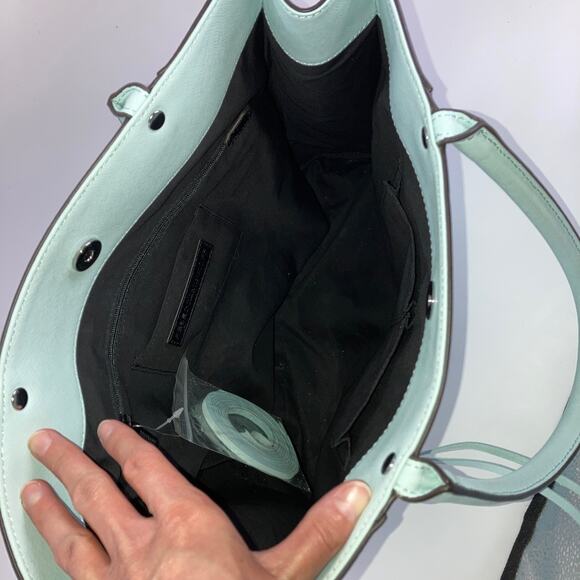 REBECCA MINKOFF LIGHT BLUE SAFFIANO LEATHER HANDBAG - Picture 10 of 12